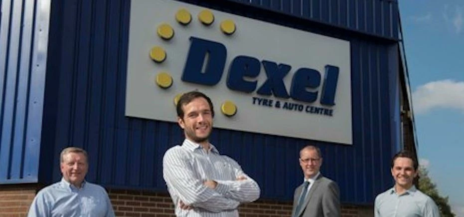 Mark Mellon and James France of Dexel Tyre and Auto Centre, with Graham Nevin of NatWest and Ben Fra