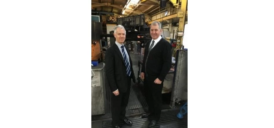 Amber Plastics MD with Tim Leeman from Mitchells at the Sheepbridge-based manufacturing facility.