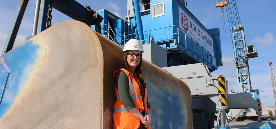 Georgia Canham, 19, new accountancy apprentice at AV Dawson’s freight handling terminal on Teesport