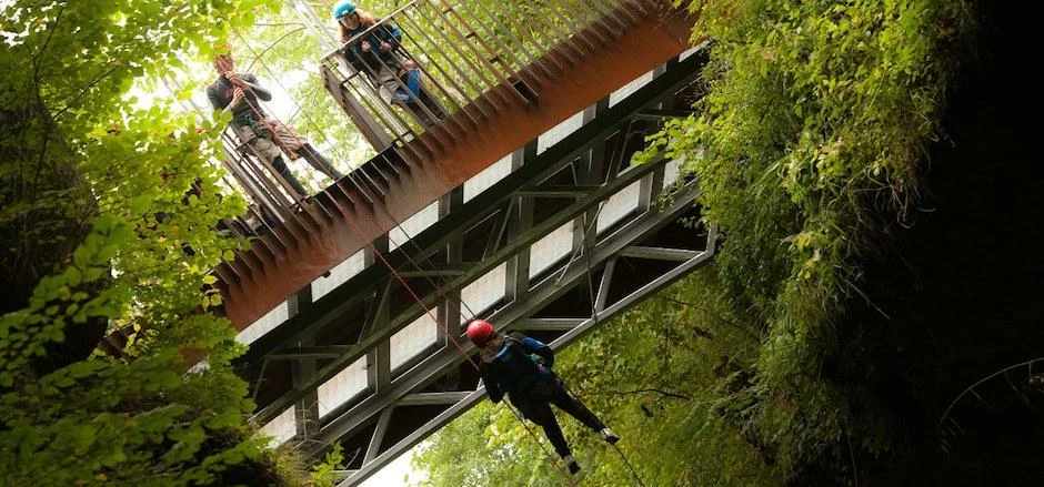 Abseiling at How Stean Gorge.