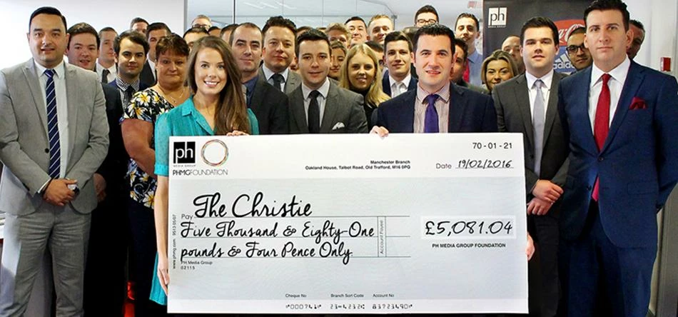 PH Media Group cheque handover to The Christie