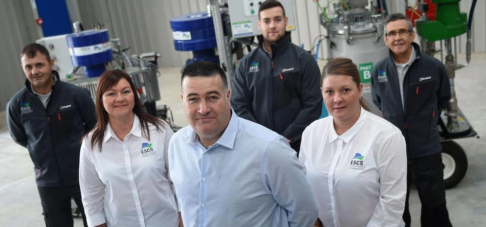 Fired up for China: Managing director Shaun McDonald (front centre) flanked by ESCS staff, Cheryl (l