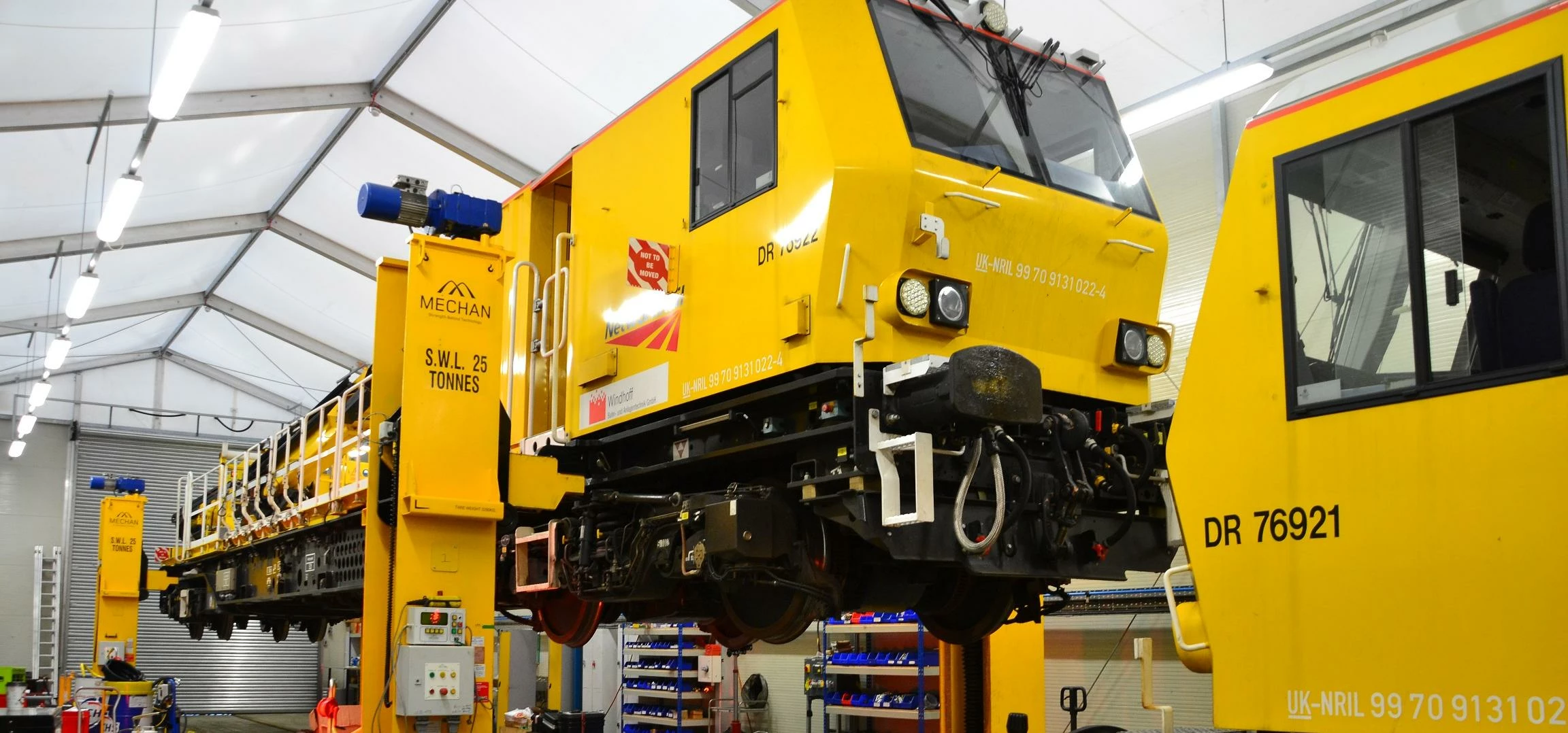 Mechan's jacks in action at Network Rail's High Output Operational Base near Swindon