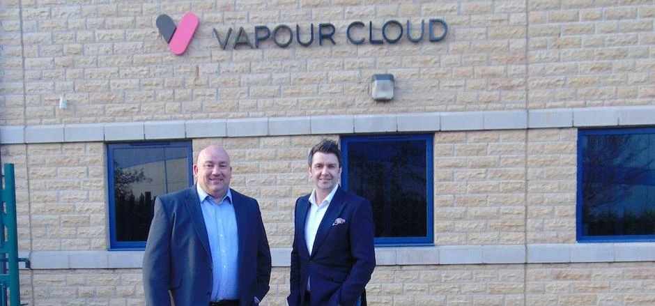  Jason Sharp, Finance Director, and Tim Mercer, CEO, outside Vapour Cloud’s new HQ in Elland.