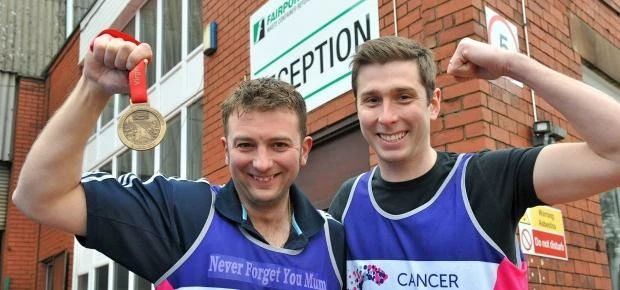 Lee Swales and David Porter of Fairport Containers are training for the London Marathon.
