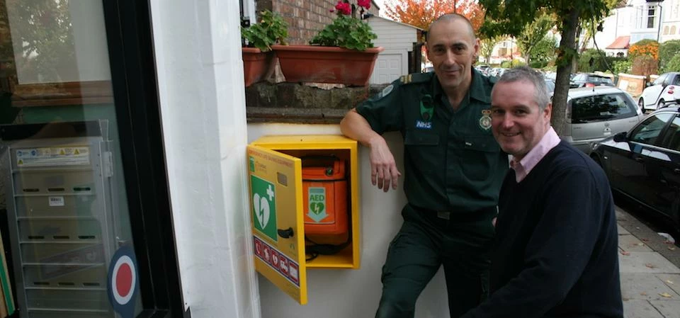 John Martin (right) of John Martin Estates with paramedic Tim Chivers of the London Ambulance Servic