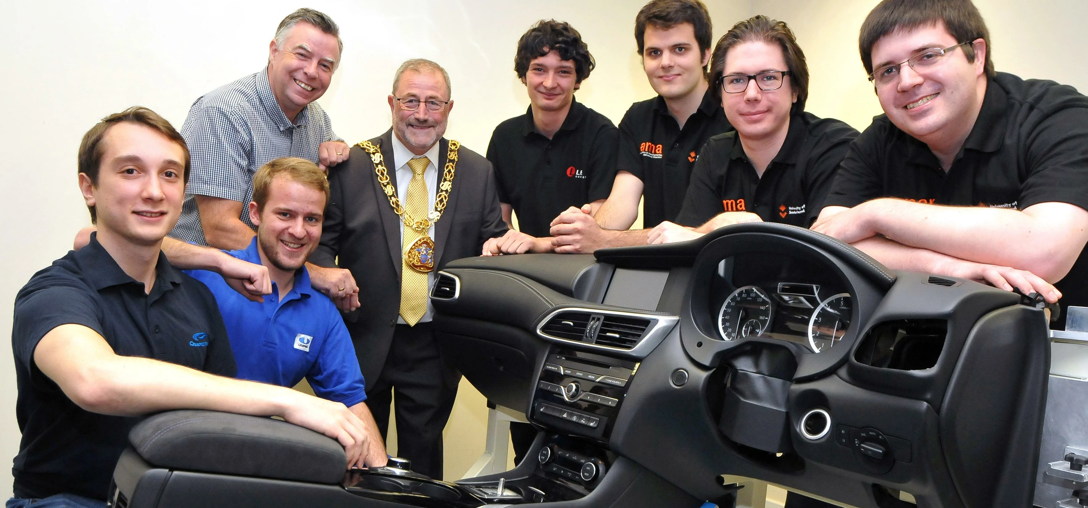 Students and businessmen with the Mayor of Sunderland