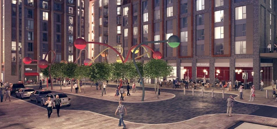 A CGI of the completed Wolstenholme Square development