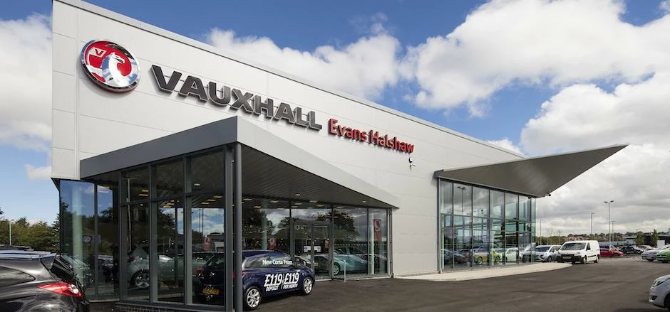 The multi-million pound, eco-friendly Evans Halshaw car dealership in Leeds.