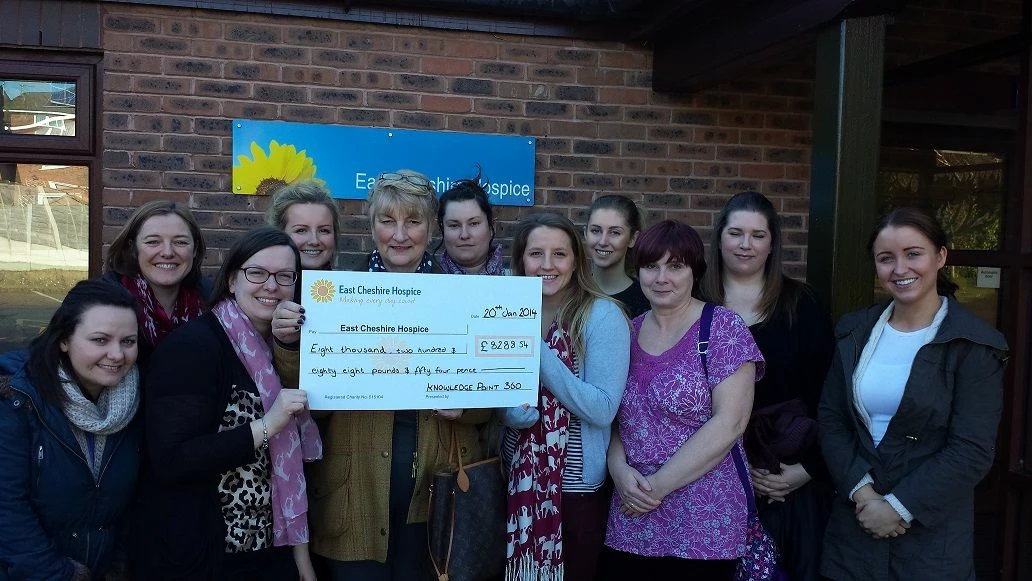 Cheque presentation to East Cheshire Hospice 