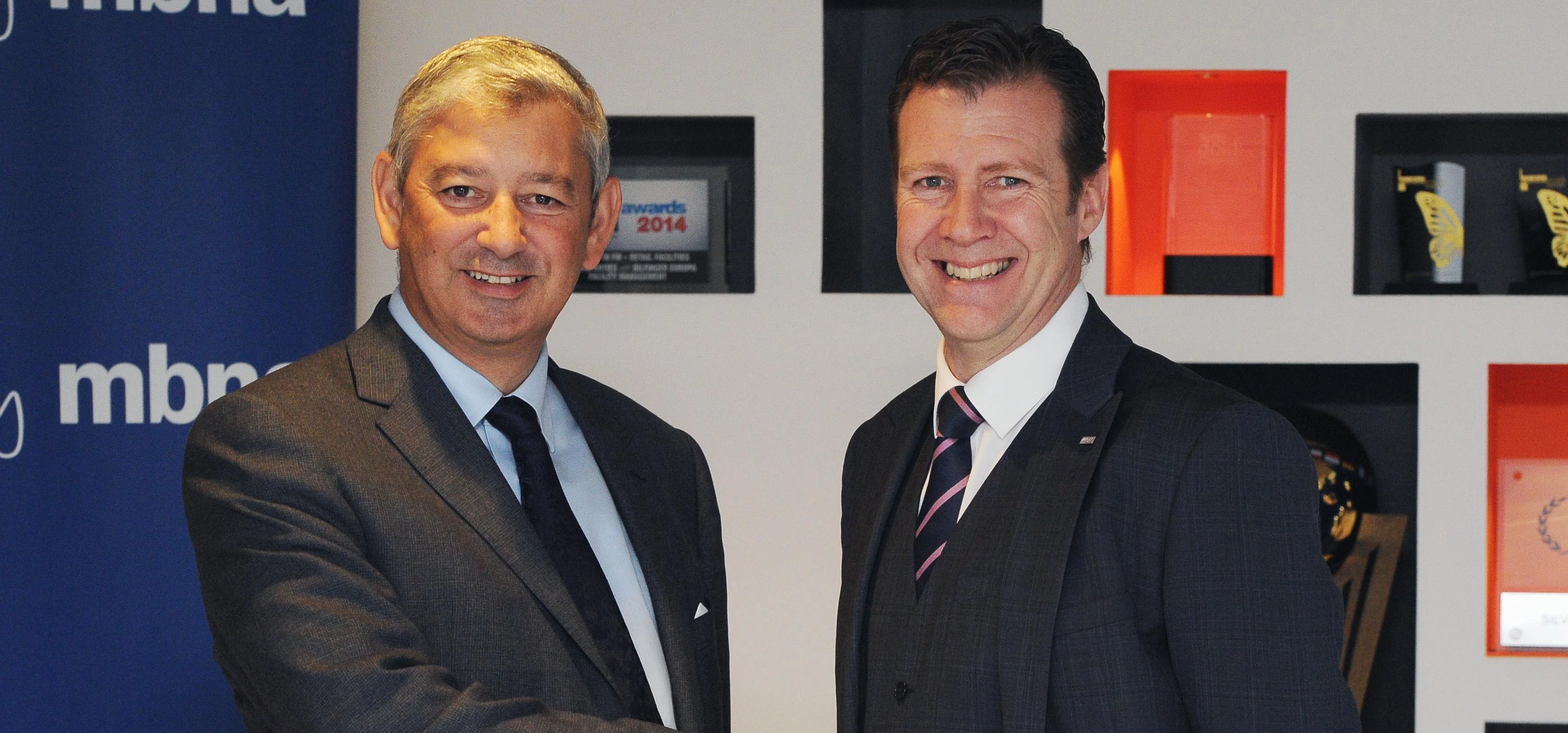 MBNA executive Michael Donald and Trevor Pereira of intu launch the new commercial agreement between