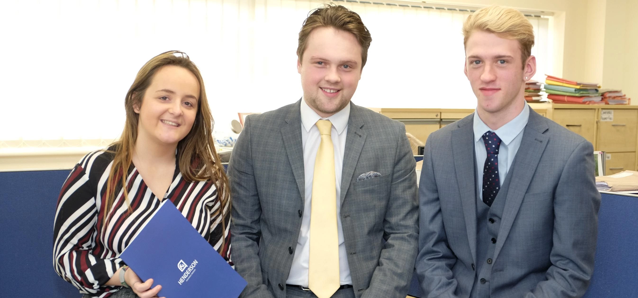 Tiegan Taylor-Helm , Jamie West and Harry Wood, the apprentices taken on by Henderson Insurance Brok