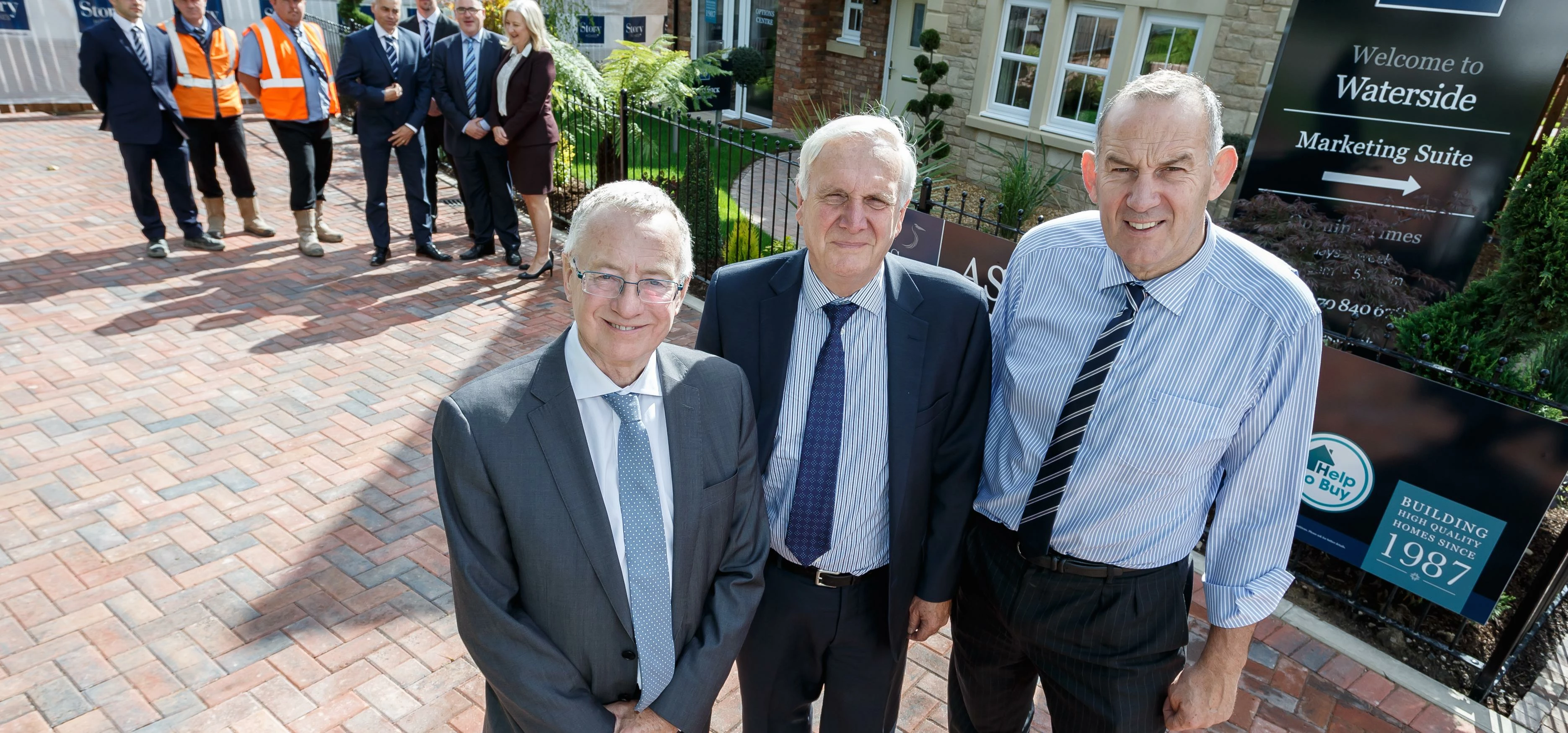Councillor Peter Rankin with Sir Edward Lister and Fred Story at the Waterside development.