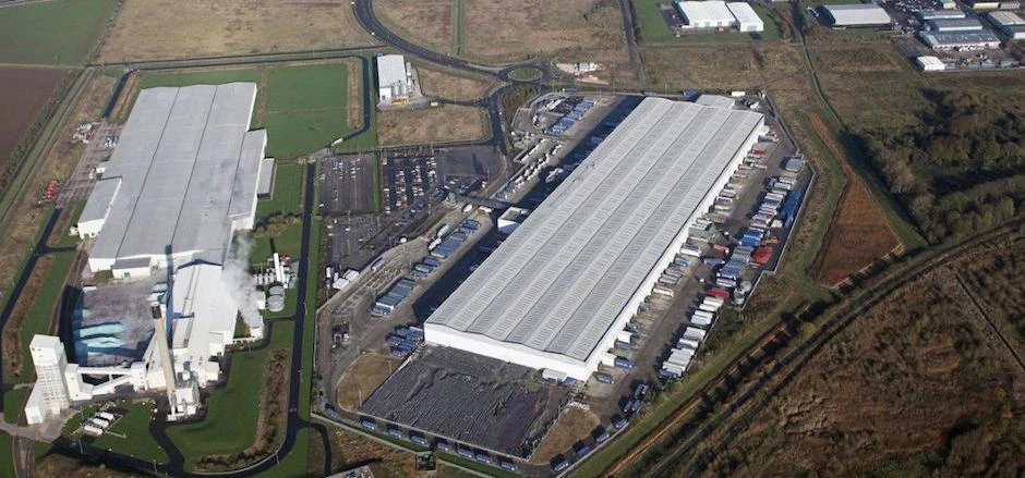 The Guardian Glass building on the left and the Tesco Distribution Centre on the right at Capitol Pa