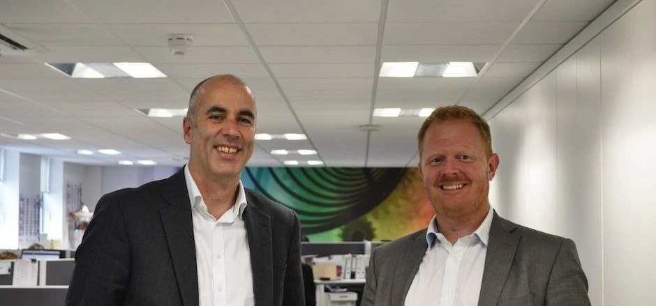 Ryan Millmore (left), joint managing partner of Clarion, with property partner Martin Grange.