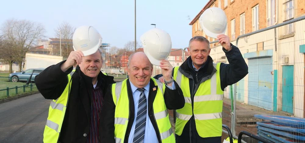 L-R: Rochdale Council leader Cllr Richard Farnell, RBH board chair Noel Chambers and Bardsley Constr
