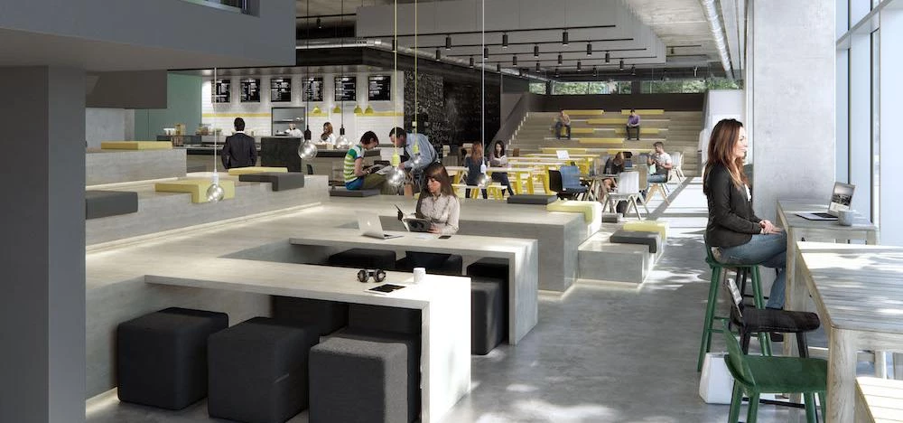A CGI showing the lobby of the Bright Building, a new MSP scheme opening this year
