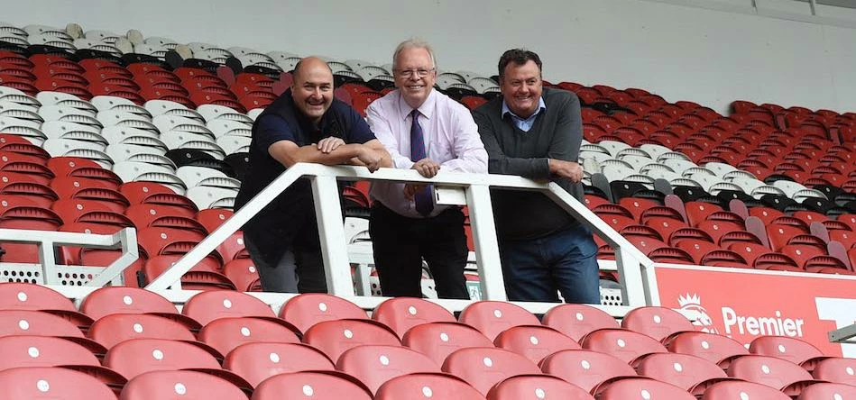 Middlesbrough FC’s chief operating officer Mark Ellis (centre) with Steve Macdonald (right) and Step