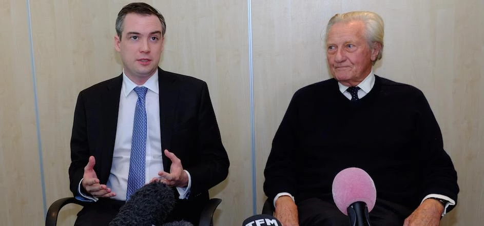 Northern Powerhouse Minister James Wharton and Lord Heseltine during the visit to Tees Valley