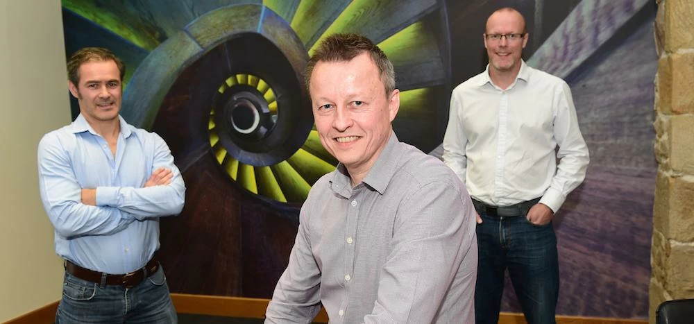 L-R: Omega Sky Limited MD Tony Fairhurst, commercial director Colin Watson and marketing director An