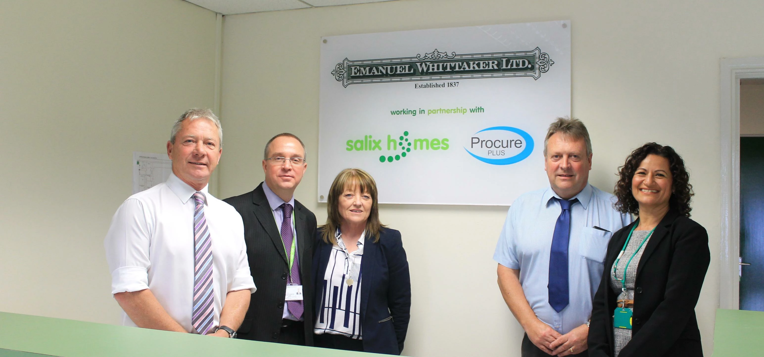 - Photo shows from left to right: : Emanuel Whittaker Contracts Director John Gallgher; Salix Homes