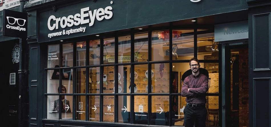 Owner Tim Harwood outside the new CrossEyes store in Newcastle