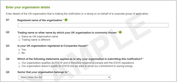EXAMPLE: ESOS Compliance Notifcation Form