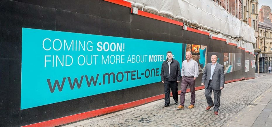 JH Partners Steve Bird, Paul Haddon and Craig Jordan outside Newcastle’s Motel One