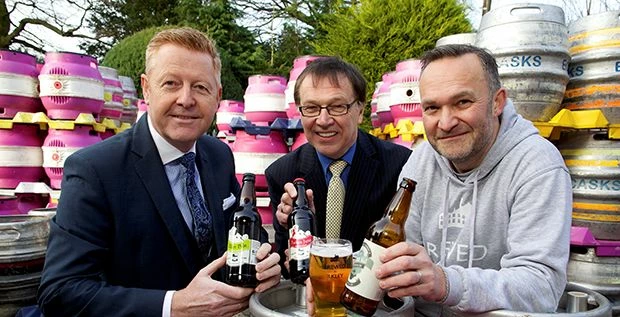 Chris Ives, Managing Director of Ilkley Brewery; Grahame Lunt, Finance Yorkshire and Andy Chaffer, F