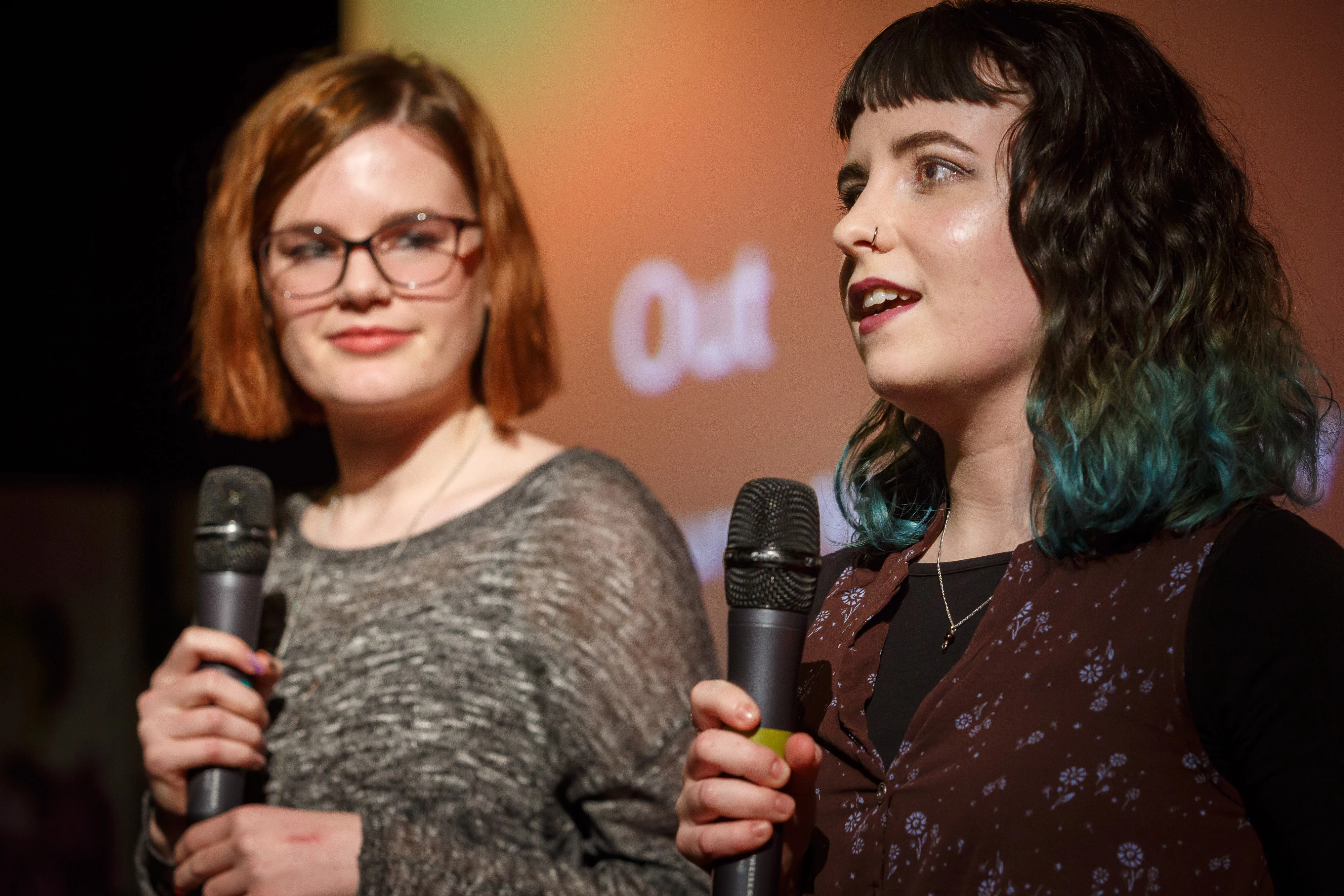 Lauren McCaughey, director of OUT, at the Northern Stars Documentary Academy 2016-17 Showcase at Tyneside Cinema (pictured right, with Issy De’ath, producer of OUT, left). Image credit Tony Hall.