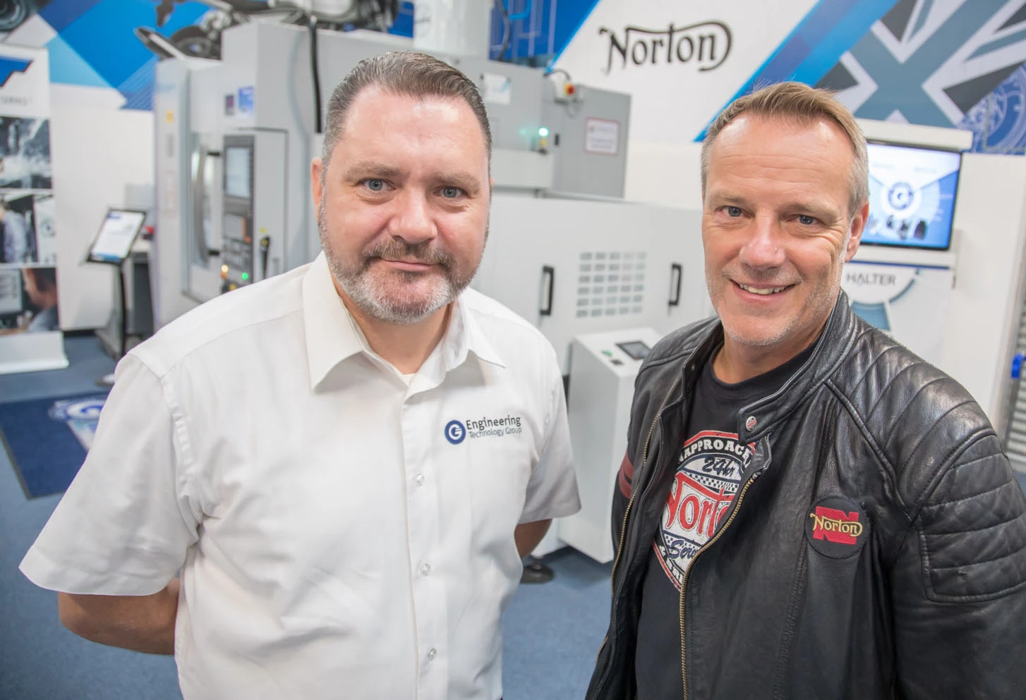 (l-r) Martin Doyle (ETG) with Stuart Garner (Norton Motorcycles) 