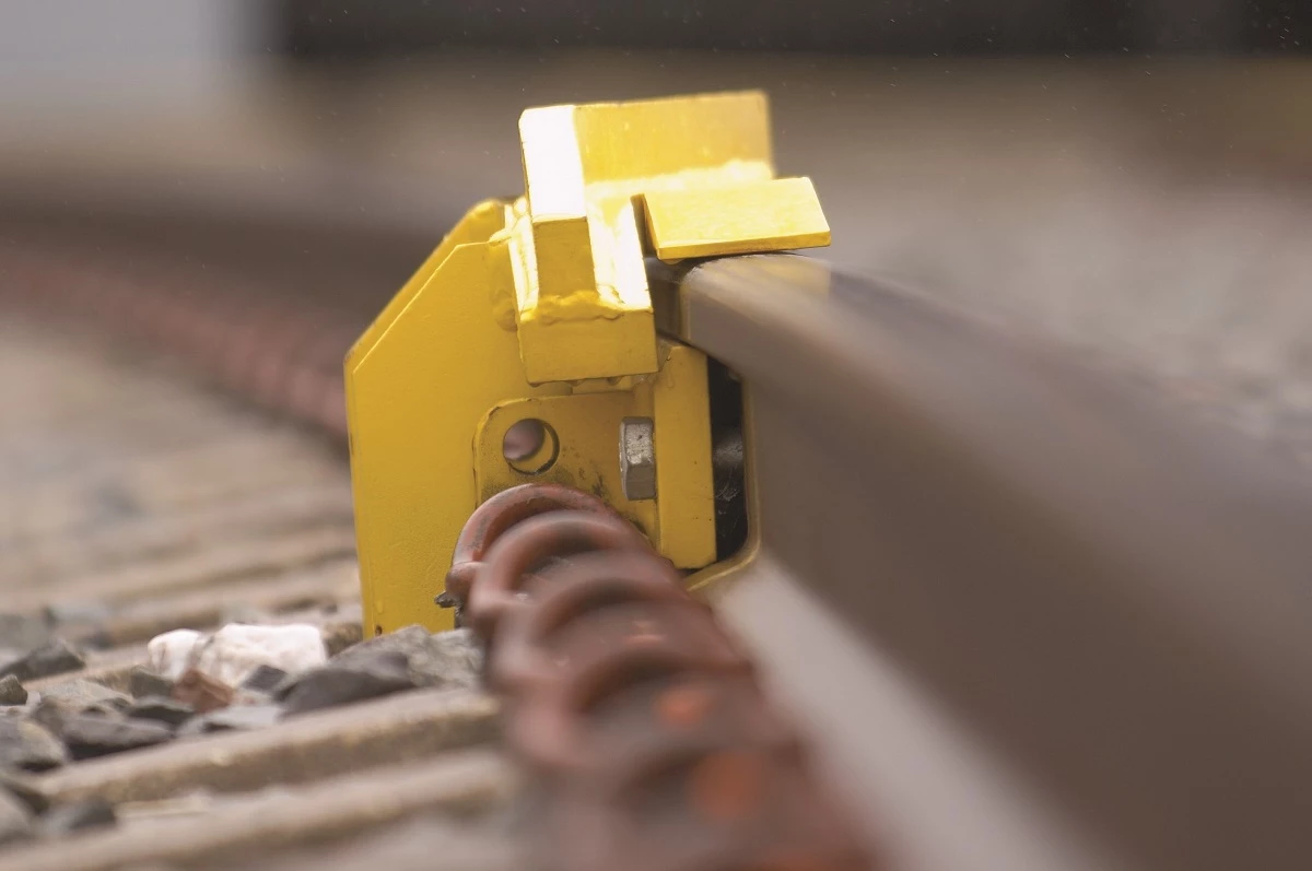 A Zonegreen derailer, a key component in the DPPS installation at Norwich's Crown Point depot. 