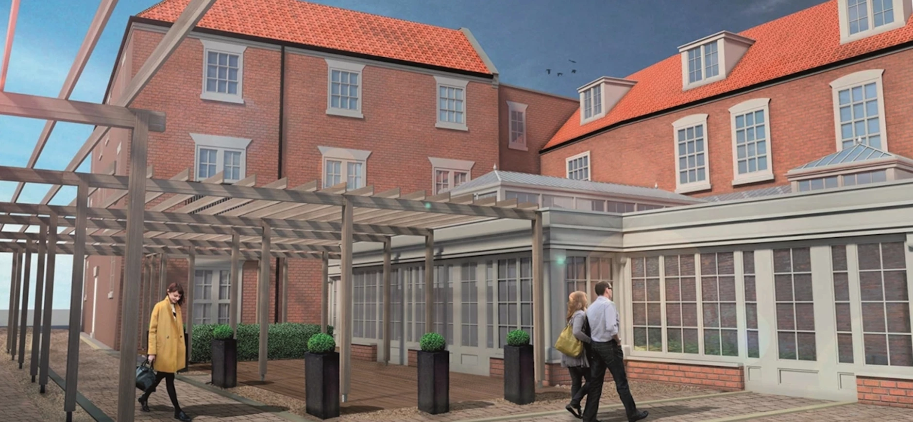 CGI of The Beverley Arms' new courtyard. 