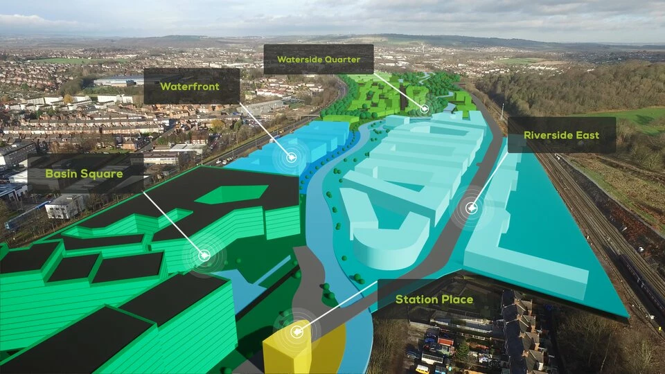 Chesterfield Waterside augmented reality fly-through film