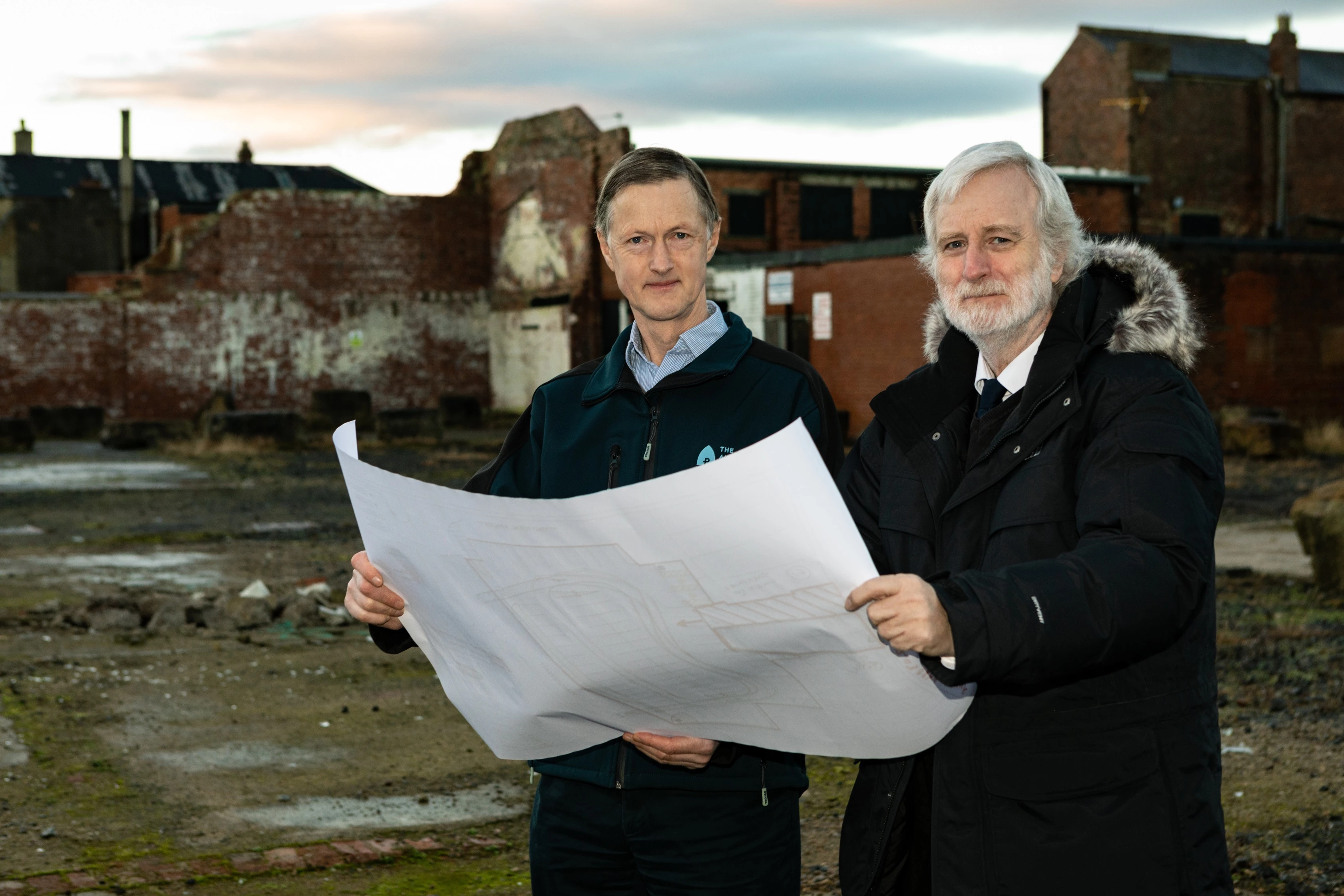 David Maddan and Councillor Clare at the site of the future car park