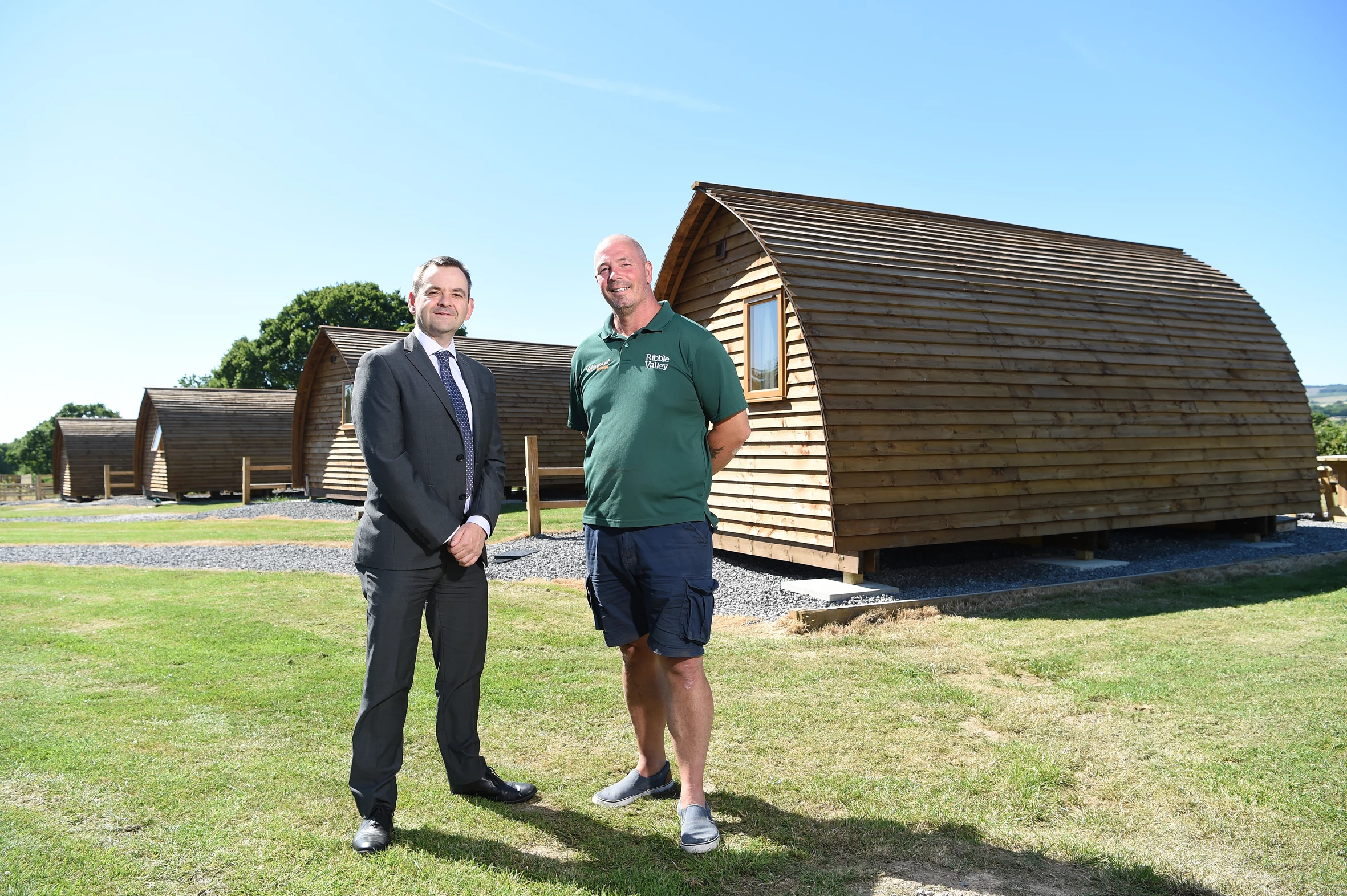 Pierce associate director Mark Walmsley and Ribble Valley Glamping director Martyn McDonnell 