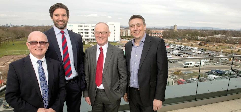 L-R: Robin Phillips (Siemens), Craig Lynch (PJ Livesey), Sir Richard Leese (Manchester City Council) and Richard Burgess (Bruntwood)