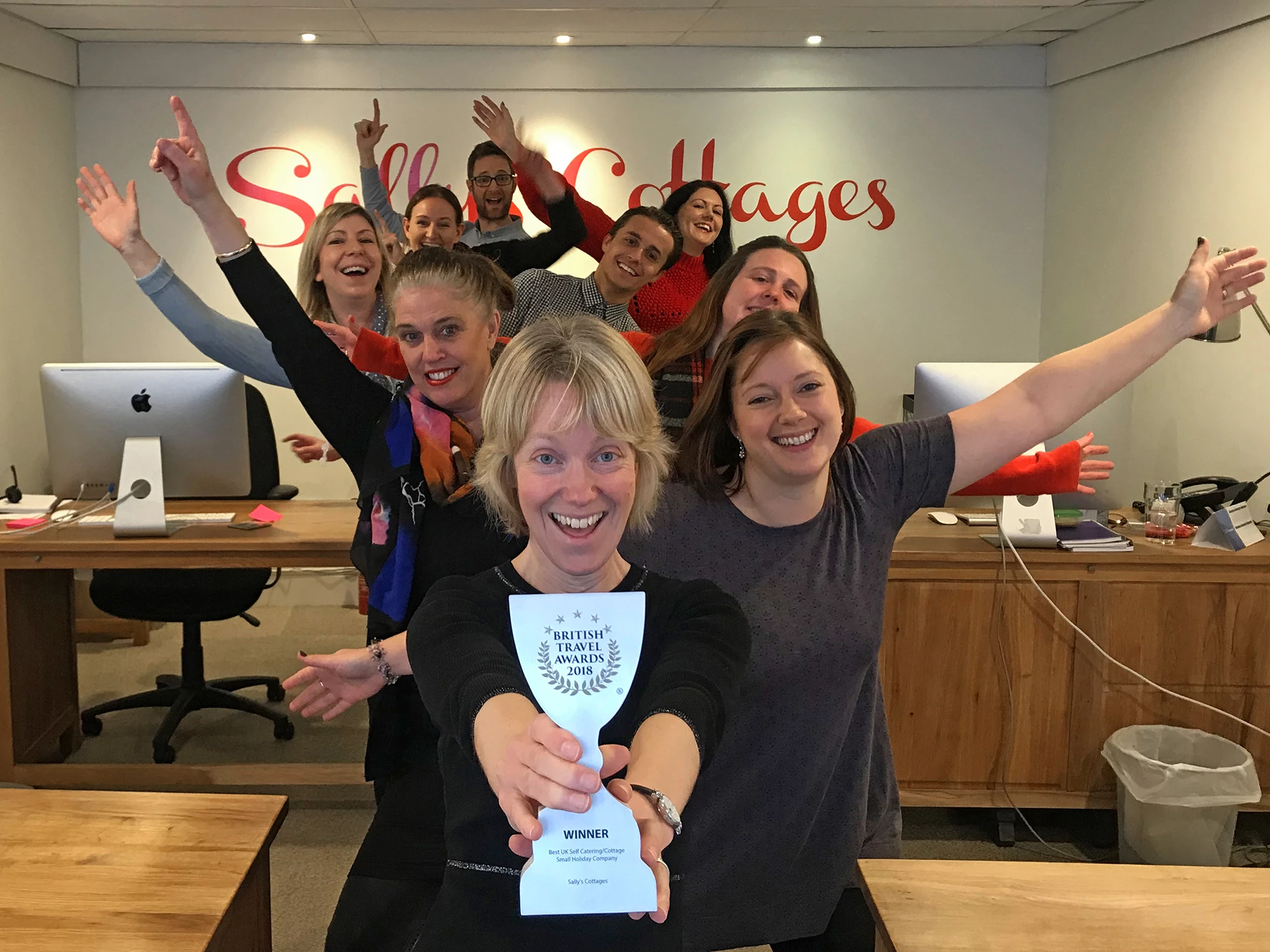 Staff at Sally's Cottages celebrating last year's BTA win