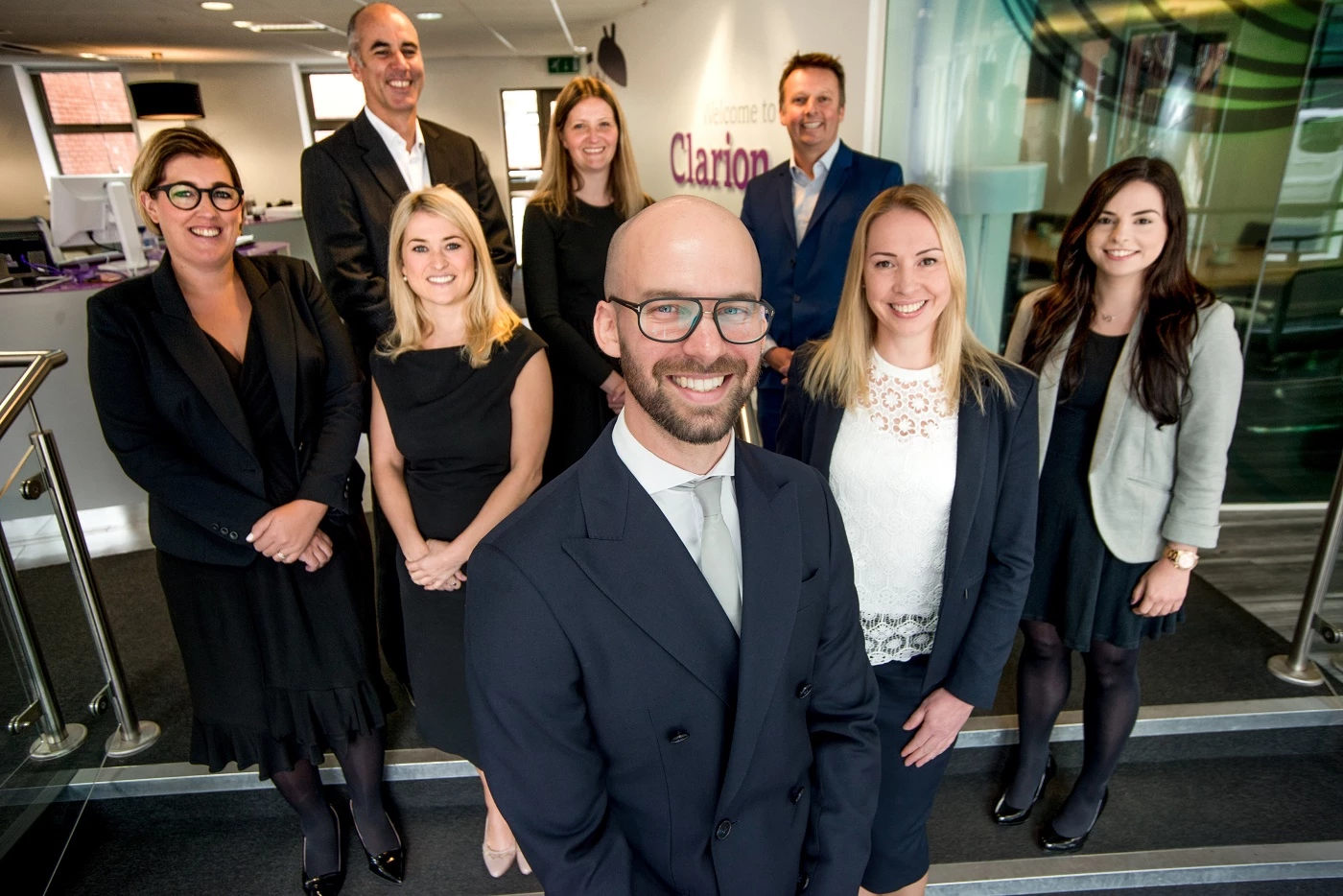 Richard Colebourn (front) with (left to right) Estelle Brown, Ryan Millmore, Nicola Collins, Alice Pratt, Roger Hutton, Helen Bates and Ellen Bower