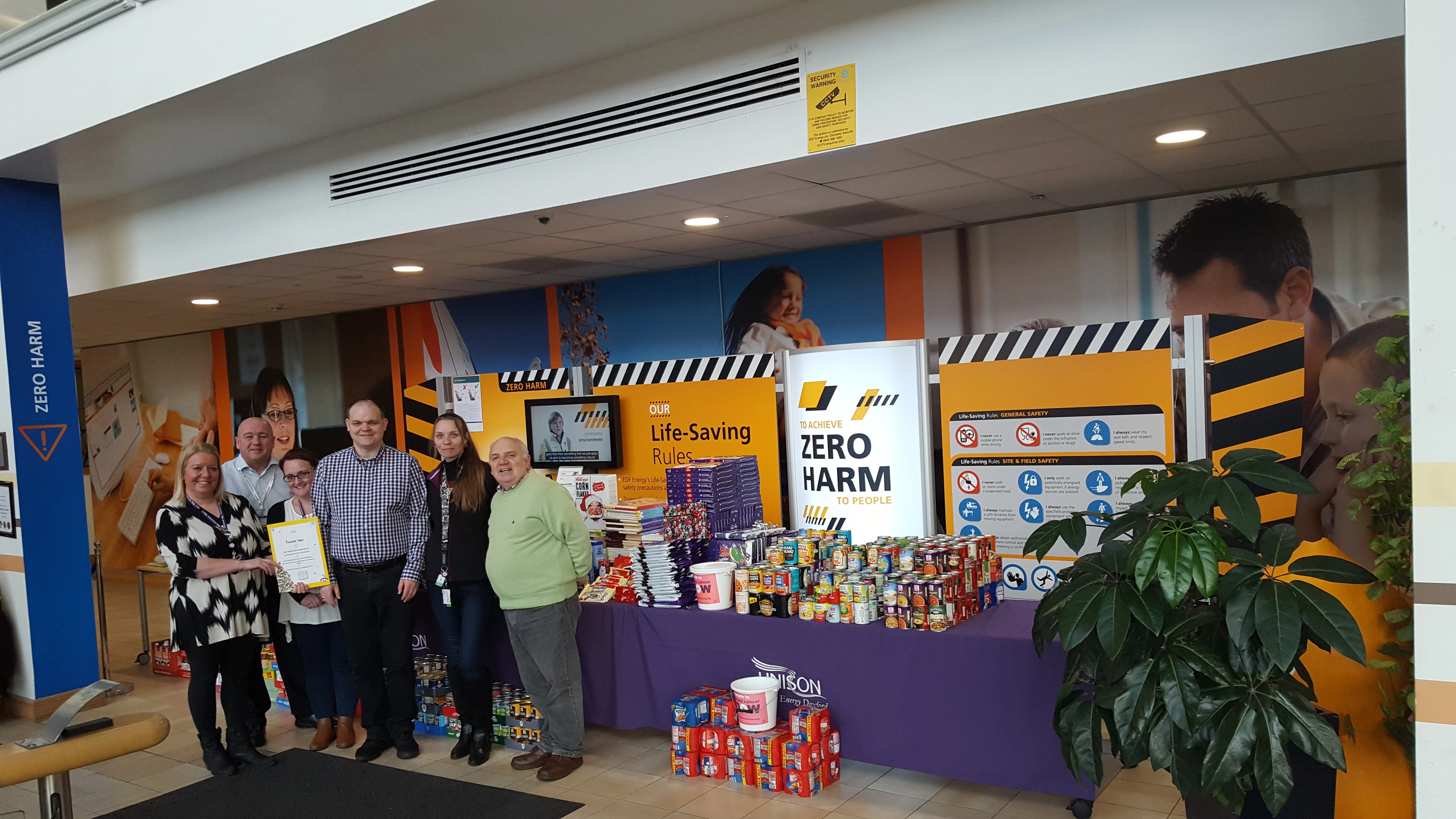 The food collection donated by EDF Energy Doxford to Sunderland Elim Food Bank 