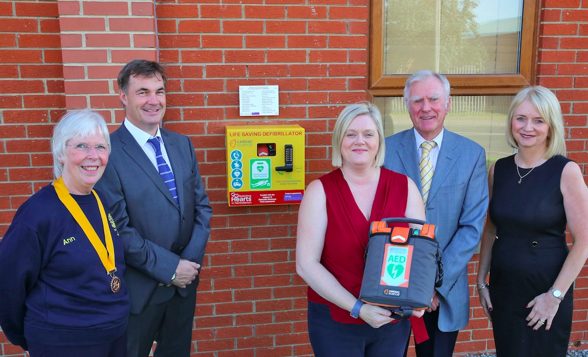 L-R Ann Keene - Stokesley Rotary Club, Mark Dicken, Director of the Terry Dicken Business Park, Sue Thompson, Thirsty Thursday Founder, Derek Noble – Chairman of The Jack Brunton Charitable Trust and Marie Banks, Manager of Springboard Business Centre.