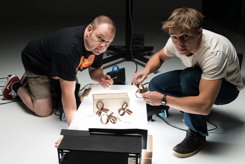 (L to R) Andrew McLean Brown of Figolux photography with designer and maker, Tom Raffield.