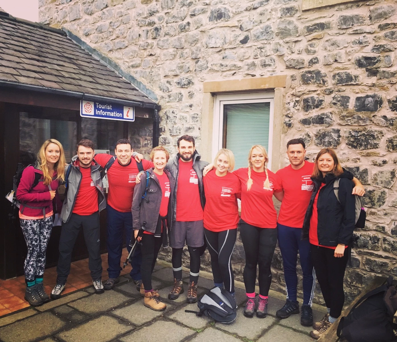 Hays in Leeds tackle the Yorkshire 3 Peaks L to R: Steph Mckay, Adam Valentine, Andy Craven, Claire McMannus, Henry Clarkson, Kerry Ferguson, Sophie Roscoe, James Douglas and Nicola Beach. 