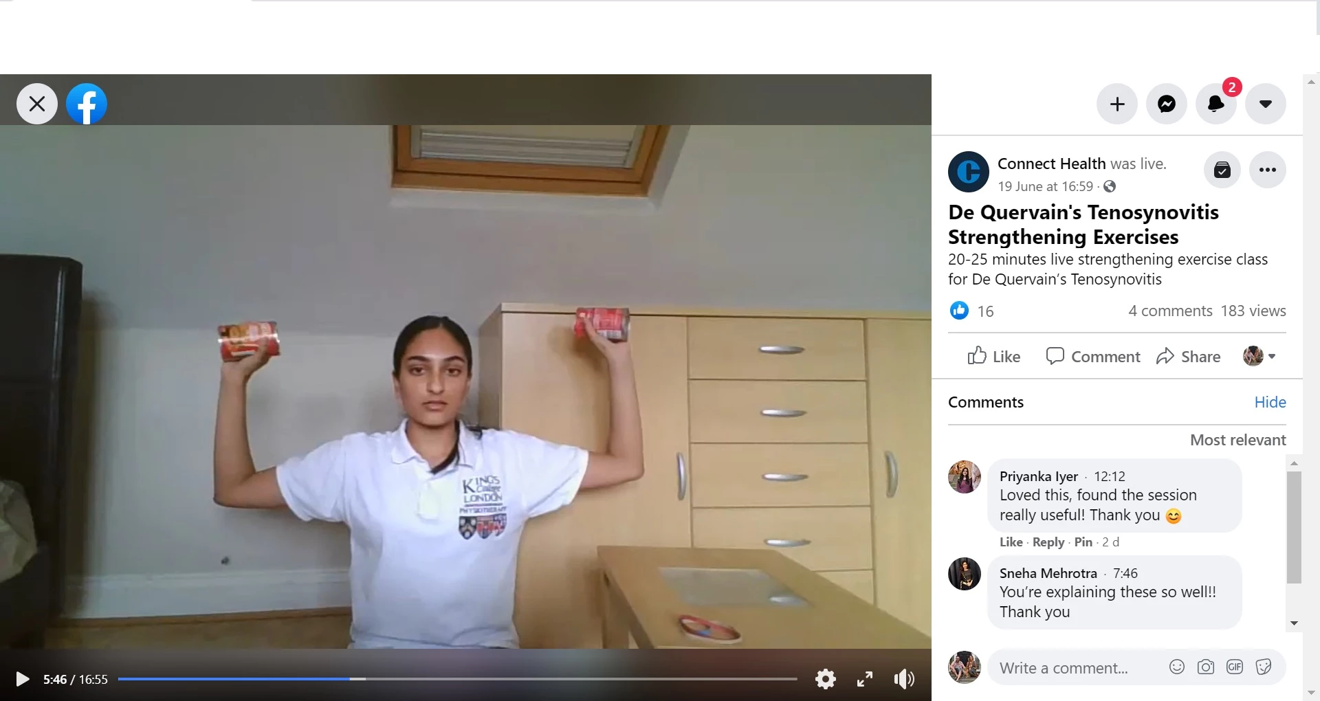 20-year-old physiotherapy student Devika Shah is taking part in the virtual placement developed by Connect Health