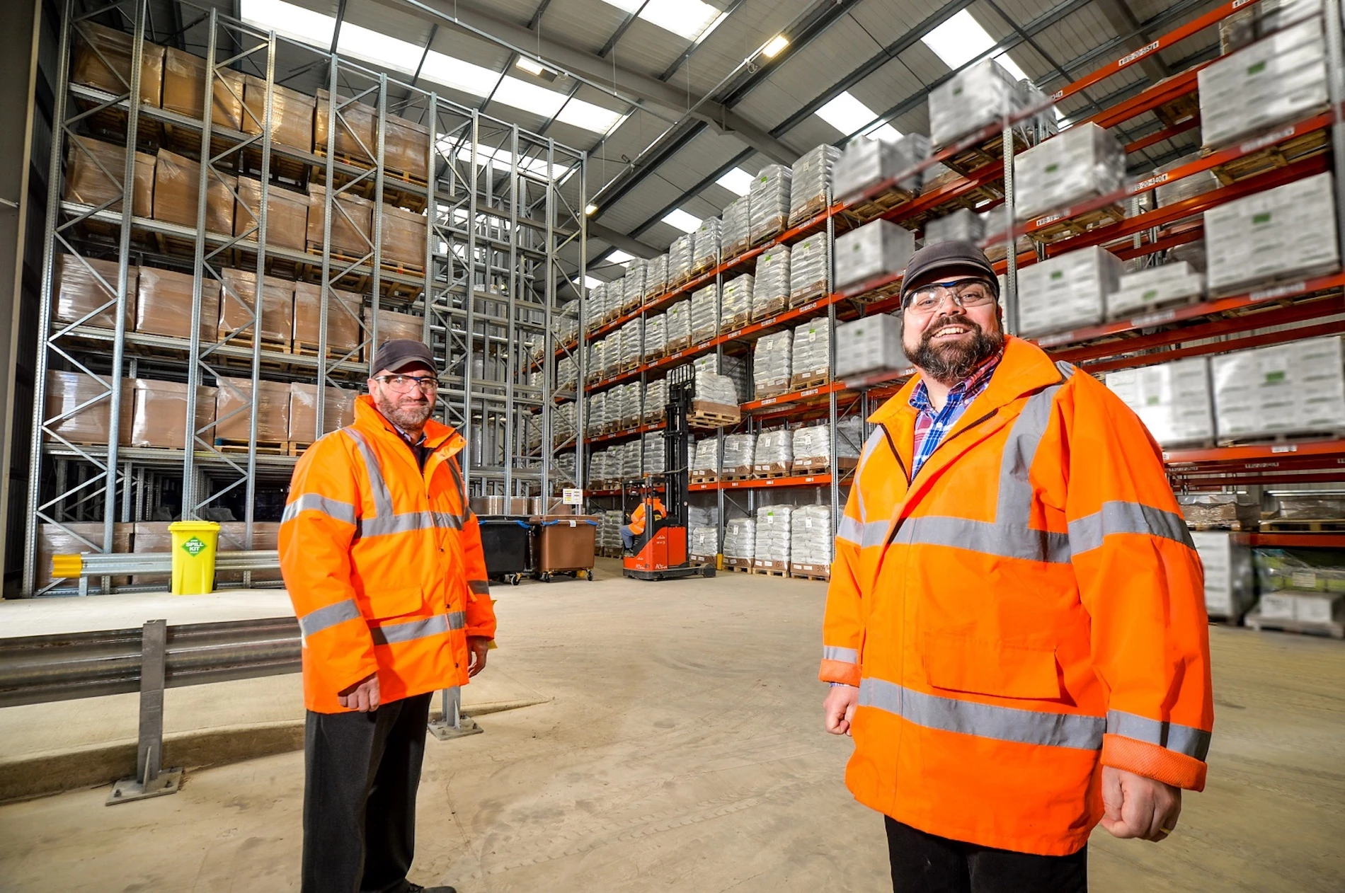 Paul McCallum (right), warehouse manager;  with David McCombe (right), site manager, inside Cod Beck Blenders’ new warehouse