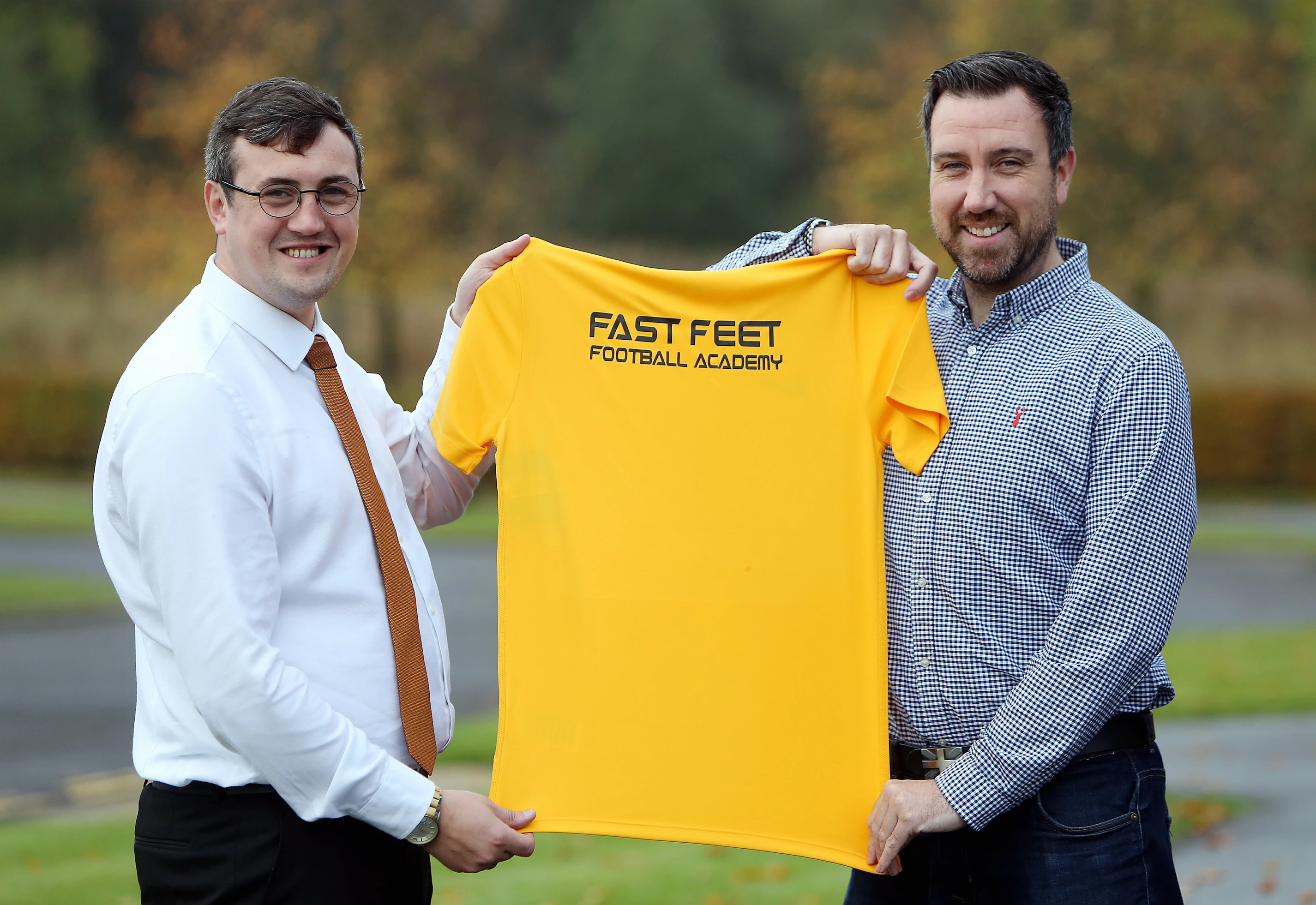 Cllr Michael Mordey with Fast Feet owner Mark Rutter