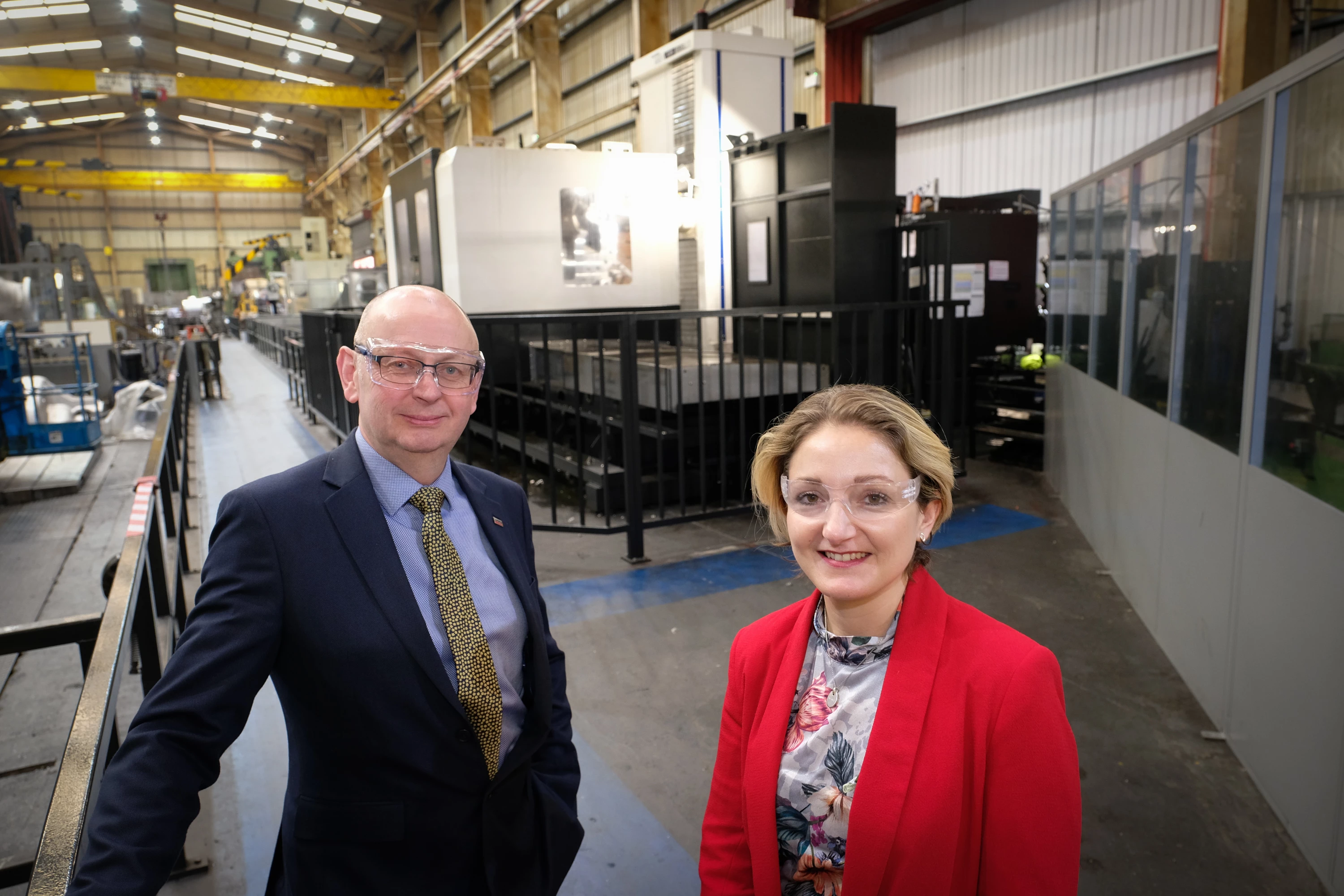 (L-R) Stuart Lawson and Sharon Lane pictured with Tees Components’ current horizontal boring mill