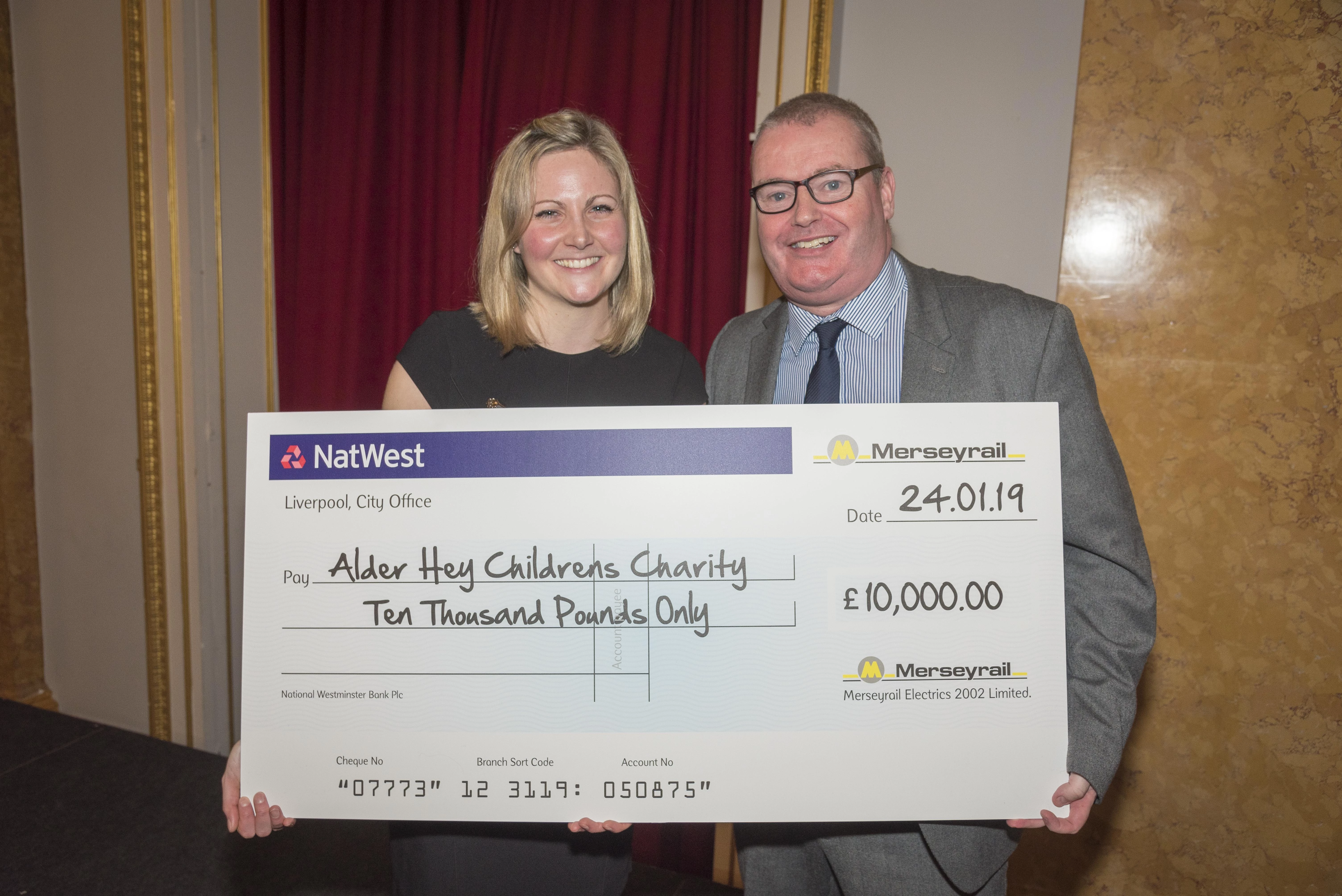 Hayley Thomas, Head of Corporate Fundraising at Alder Hey, and Andy Heath, Managing Director of Merseyrail