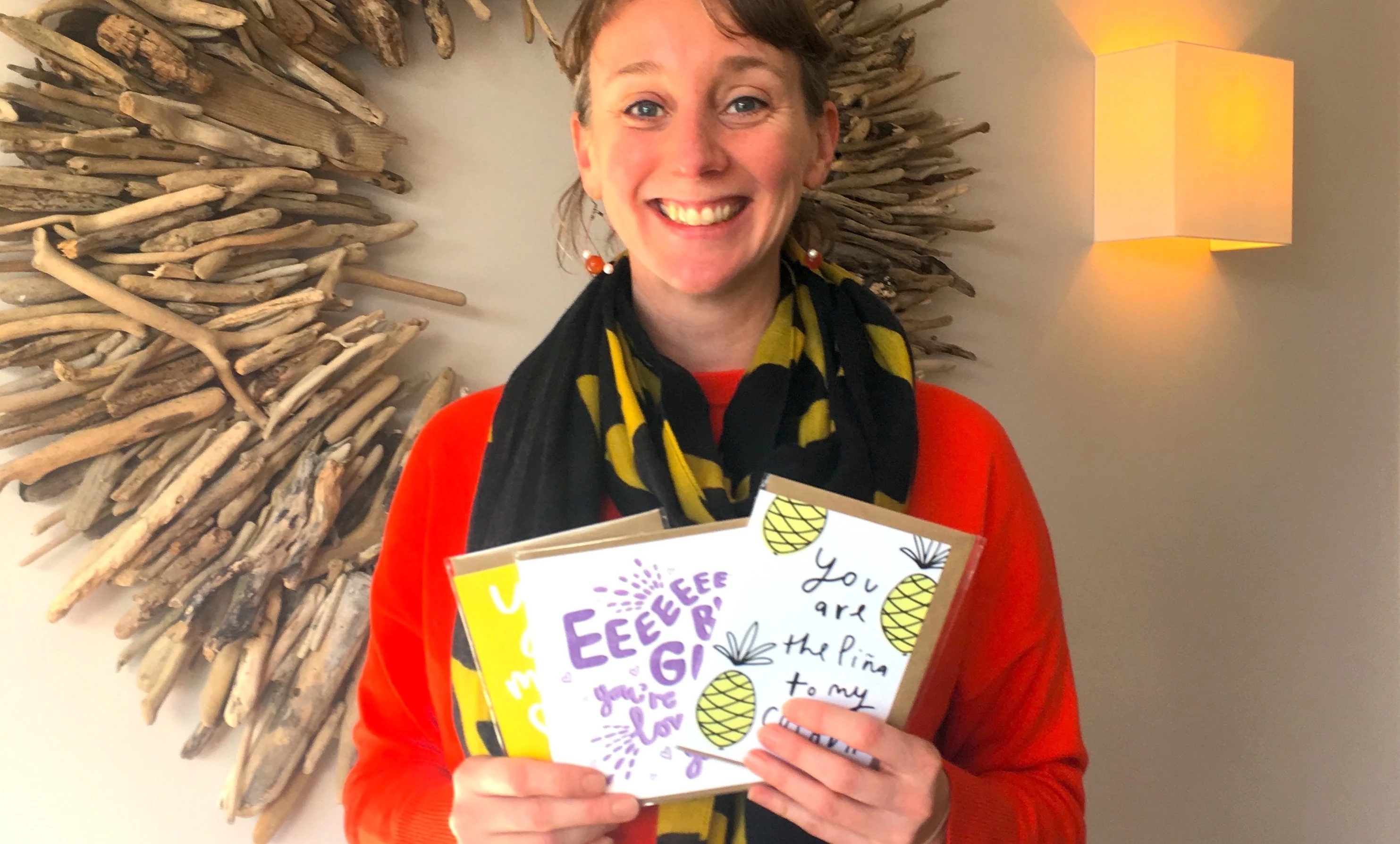 Sarah with cards from The Happy Place Gift Company