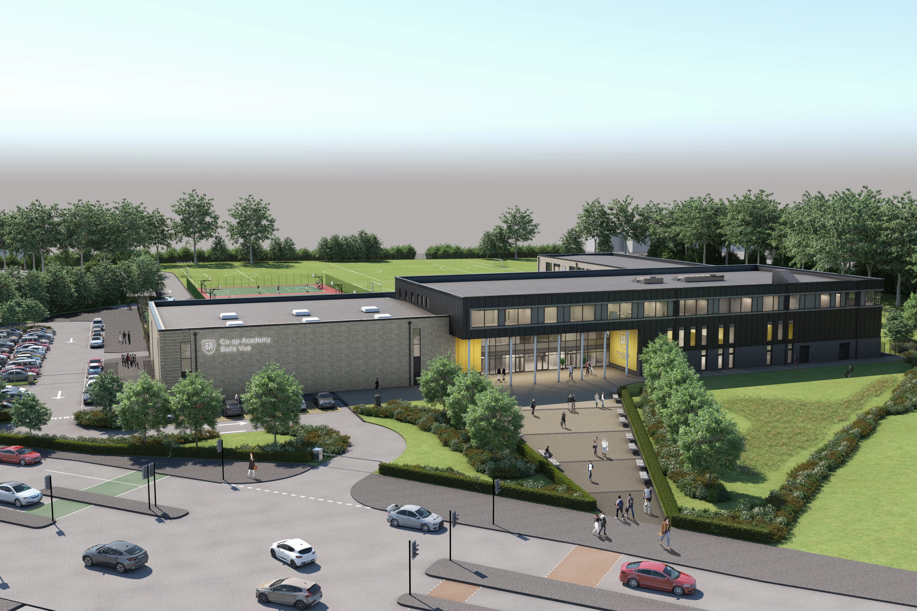 Plans for the new Belle Vue Academy in Hyde, Manchester, designed by leading North East practice Space Architects.